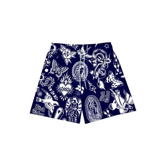 RISKTAKER Navy Blue Mesh Short