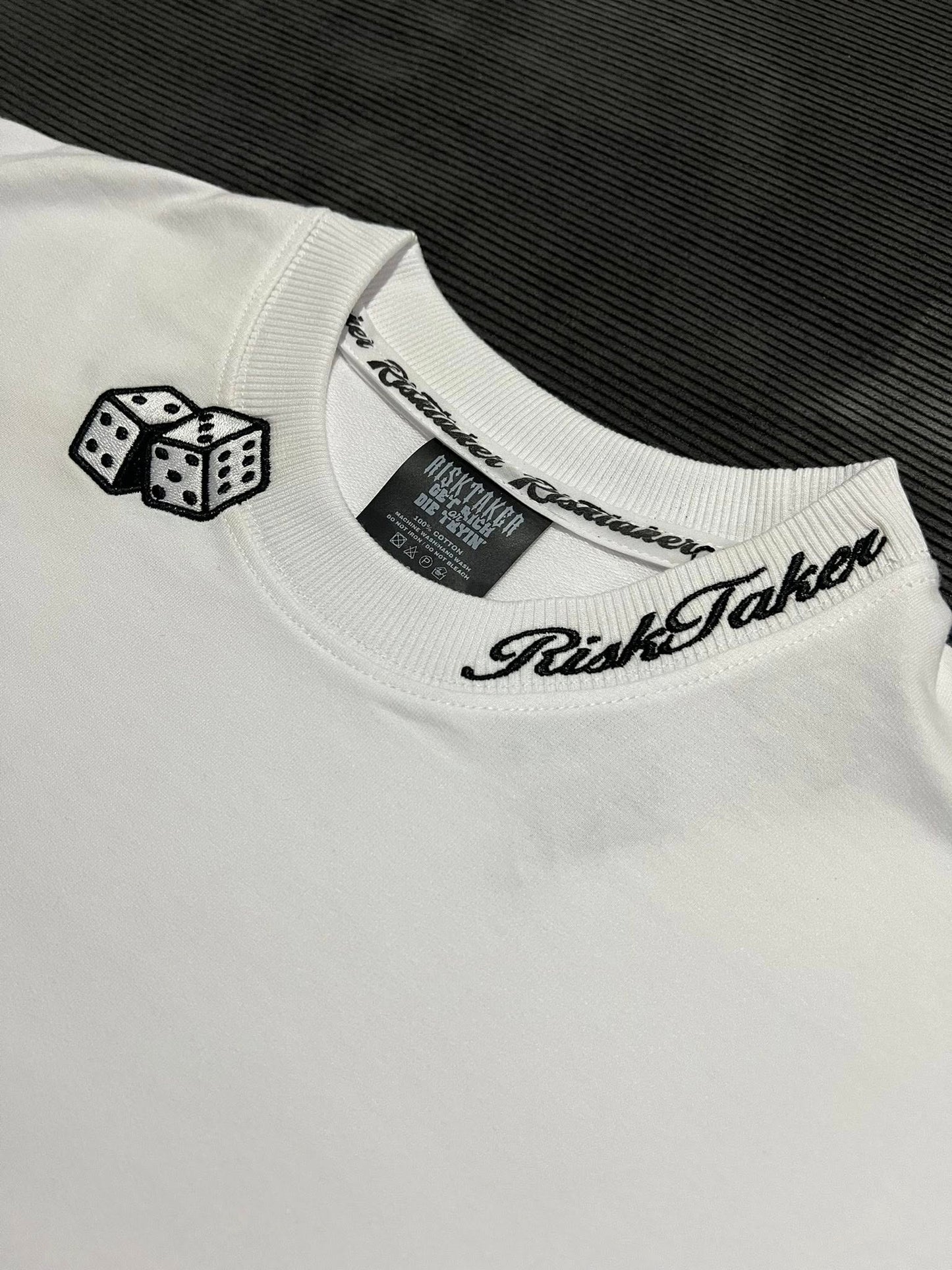 RISKTAKER "  Embroidery Dice " l WHITE